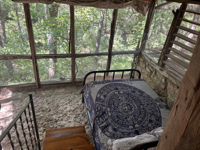Screen Porch Bedroom in Log Cabin